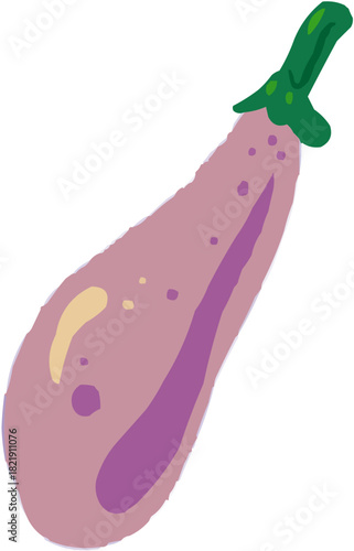 Aubergine Illustration vectorielle colorée d'une courge ou d'un légume rond. Parfait pour jus, smoothies, cocktails, emballage de produits estivaux ou recettes de cuisine..