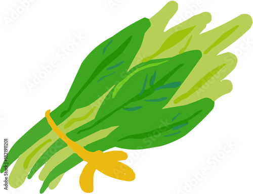 Feuilles des épinards Illustration vectorielle colorée d'un fruit  ou d'un légume.. Parfait pour jus, smoothies, cocktails, emballage de produits estivaux ou recettes de cuisine..