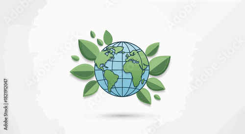 Promote sustainable living with this earth globe surrounded by vibrant green leaves, ideal for eco-friendly brands and environmental campaigns