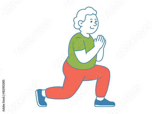 A person gracefully performs a lunge exercise, demonstrating physical fitness and an active lifestyle.