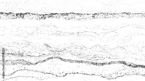 Black and white abstract textured background with organic wavy lines and speckled dots vector