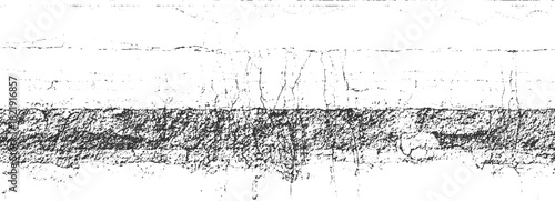 Black and white textured horizontal stripe with rough surface and linear cracks grunge abstract