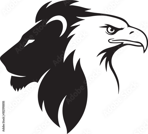 Majestic lion and eagle fusion symbol of power strength and freedom iconic emblem