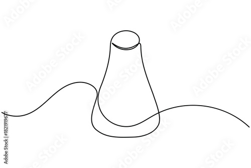 Laboratory glassware continuous one line drawing on white background minimalist scientific experiment outline vector illustration