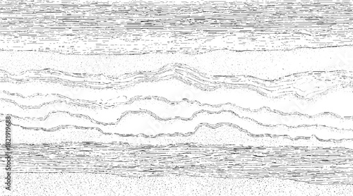 Black and white abstract horizontal wavy lines and stippled texture background vector