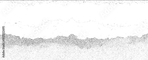 Black and white abstract textured background with grainy lower section and rough upper edge vector