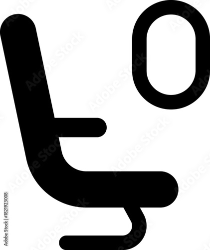 airplane seats silhouette icons with armrest and recline options. Vector png or jpg