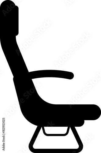 airplane seats silhouette icons with armrest and recline options. Vector png or jpg