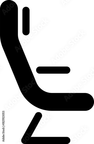 airplane seats silhouette icons with armrest and recline options. Vector png or jpg