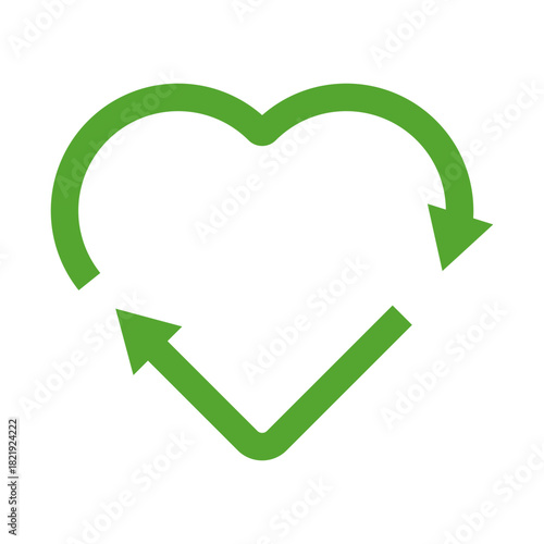 Green heart shape recycle icon