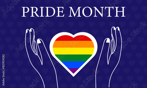 Hands holding rainbow heart