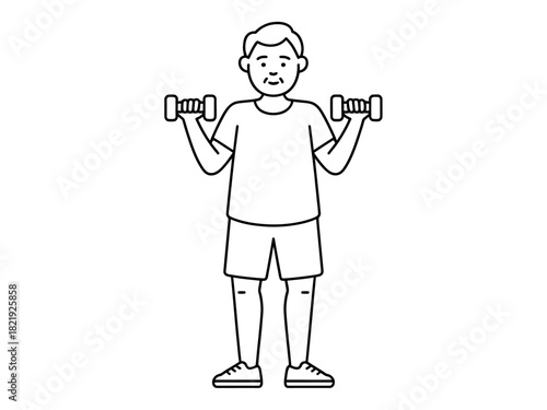 A man is lifting dumbbells to exercise his muscles.
