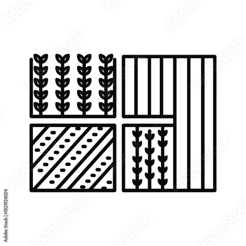 Abstract icon representing four different crop rotation field patterns