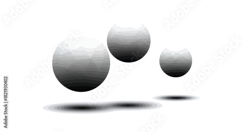 Abstract floating sphere design perfect for modern tech concepts and futuristic backgrounds, with clean geometric shapes and subtle shadows for a dynamic effect