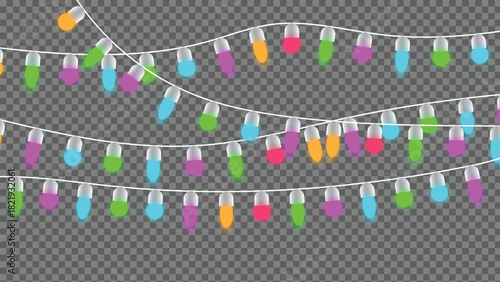 Festive colorful string lights decoration background