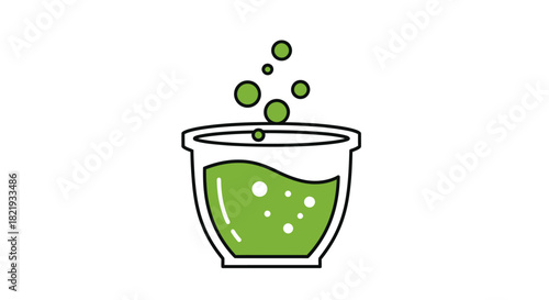 Green Potion Bubbling in a Transparent Glass Vessel.