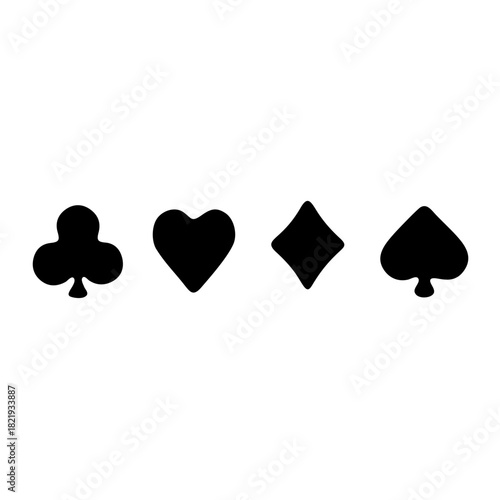 Black ace of spades and ace of hearts vector card suit icons for casino gambling game symbol illustration