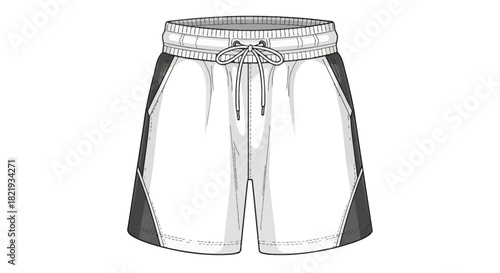 Mens Athletic Shorts with Drawstring and Side Panels.
