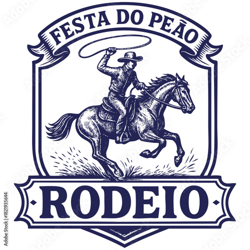 festa do peão rodeio ilustração azul