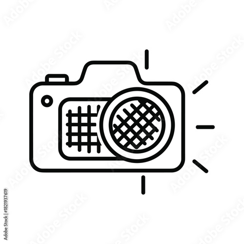 Camera with flash icon representing photography and media