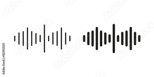 Sound wave icon flat vector illustration. Black Thin Line Icon Emblem Concept