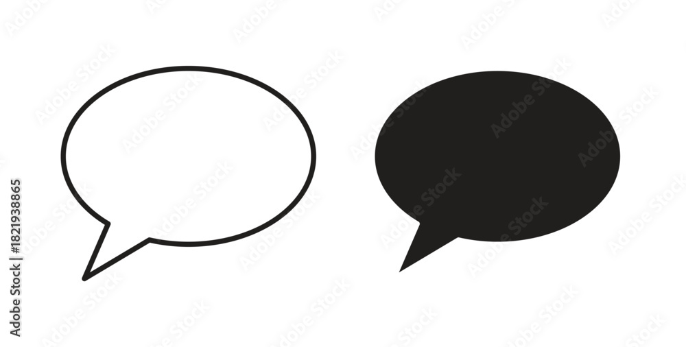 Fototapeta premium Speech bubble icon flat vector illustration. Black Thin Line Icon Emblem Concept