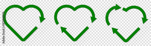 Set of recycle heart shape symbol