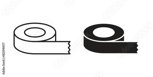 Tape icon flat vector illustration. Black Thin Line Icon Emblem Concept