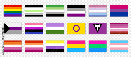 Set of sexual identity pride flags