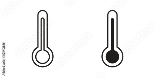 Temperature icon flat vector illustration. Black Thin Line Icon Emblem Concept