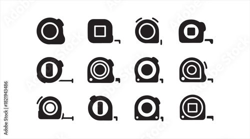 Silhouette set of measuring tools ideal for DIY, workshop, and precision layout design themes