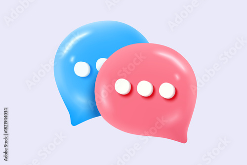 3D speech bubbles symbol sign on social media icon isolated on pastel background. Chat dialogue bubble or user reply sign with social media. 3d speech bubble icon vector render illustration