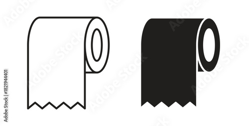 Toilet Paper icon flat vector illustration. Black Thin Line Icon Emblem Concept