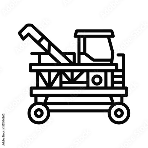 Combine harvester agricultural machine vector icon, farming and agriculture symbol