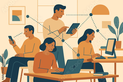 Cohesive speech warm connections geometric vector tech icon no bubbles numbers flat