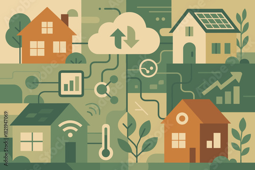 No text layout icon labels full letters neighborhood homes flat tech driven