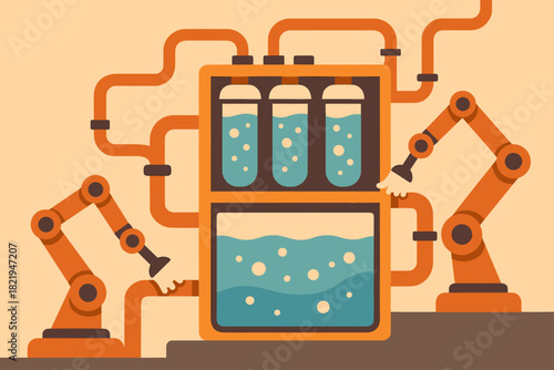 Icon maintenance style geometric vector filtration chinese no letters forms robotic numbers