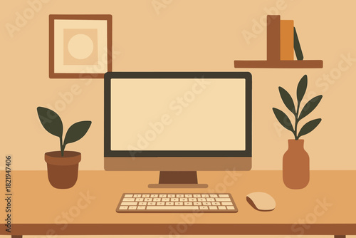 Digital minimalist letters vector captions warm clean chinese monitor no icon minimal