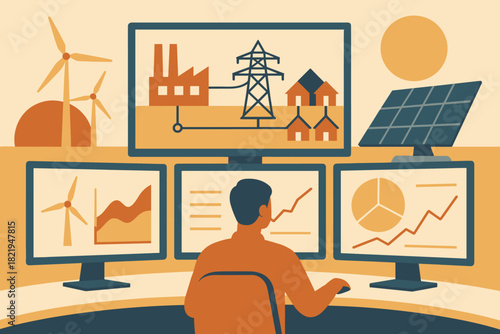 Vector numbers flat cyrillic colors smart grid text transition no icon layout