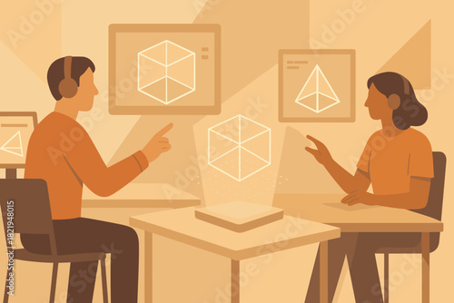 Minimal icon collaboration flat no cohesive full text design vector style virtual