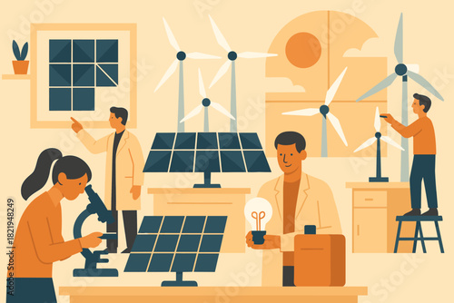 Geometric modern solar flat vector innovation sustainable lab full no icon letters