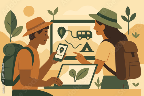 Eco digital typography bubbles travel icon vector numbers using flat labels no