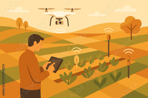 Innovation agriculture smart icon emojis numbers vector warm cohesive illustration no letters