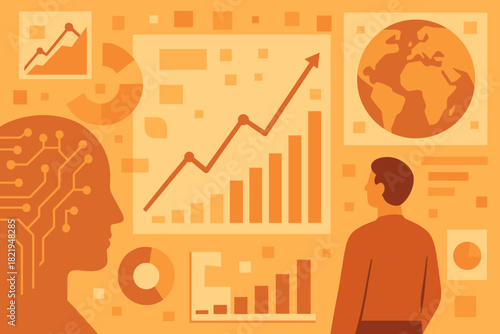 Vector flat figure numbers driven captions text icon emojis economy typography no