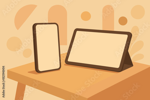 Chinese letters flat captions digital tablet no minimalism art numbers vector text