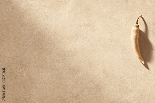 Chili pepper casting shadow on beige background