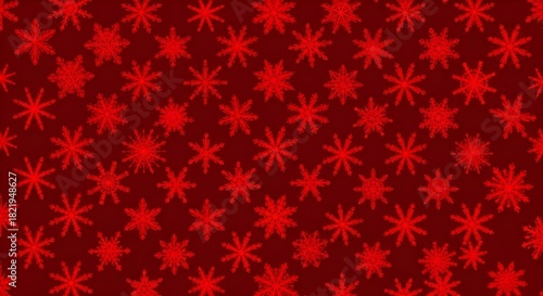 Abstract red background with a repeating pattern of stylized star shapes, creating a festive and decorative texture for various design projects