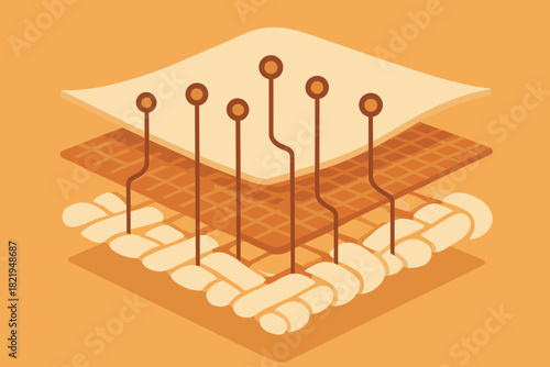 Textiles characters no colors negative style conductivity bubbles icon vector connected layers