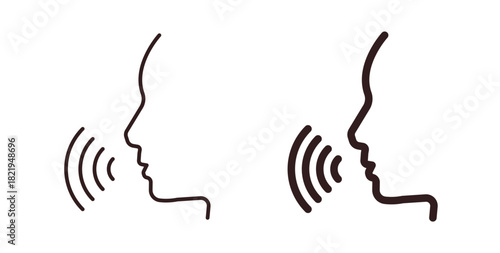 Voice icon flat vector illustration. Black Thin Line Icon Emblem Concept