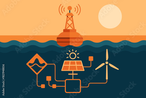 Vector buoy tidal labels any illustration colors modern minimal no geometric icon